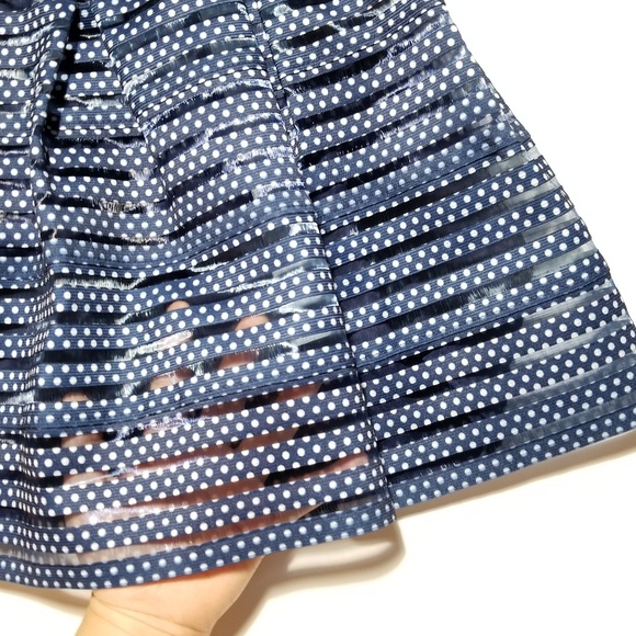 NWT Francesca's Blue Rain Polka Dot Pleated Skirt - Picture 5 of 8
